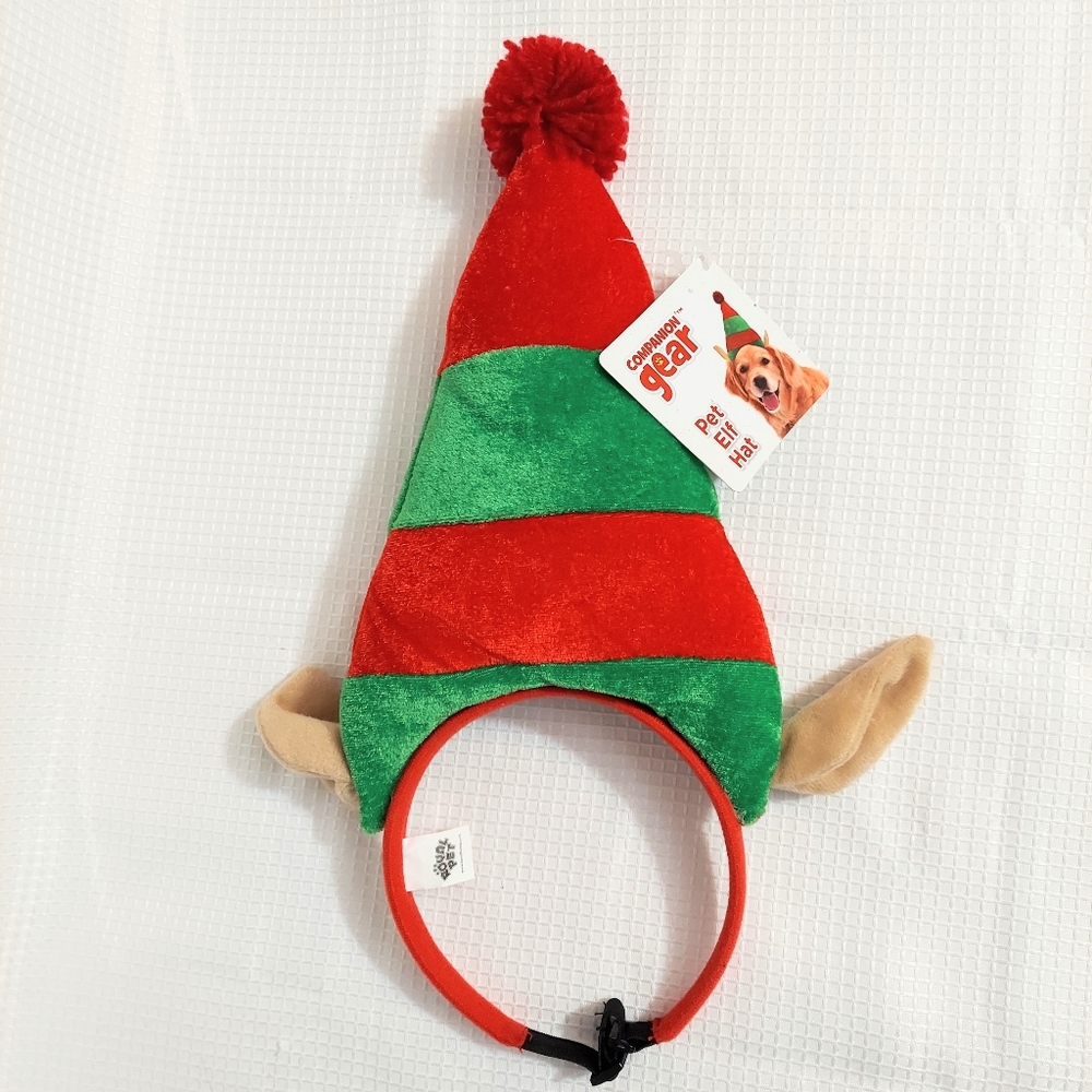 Pet Christmas Elf Hat Elastic Headband Adjustable Plush